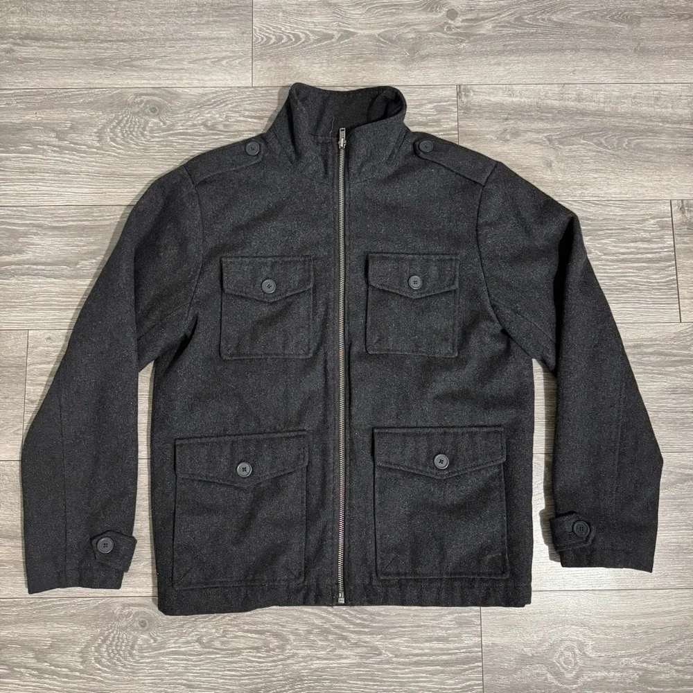 GAP Men Gray Military Field Zippered Long Sleeves Heavy Cozy Winter Jacket‎ Sz M